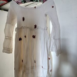 White Floral Kids Dress